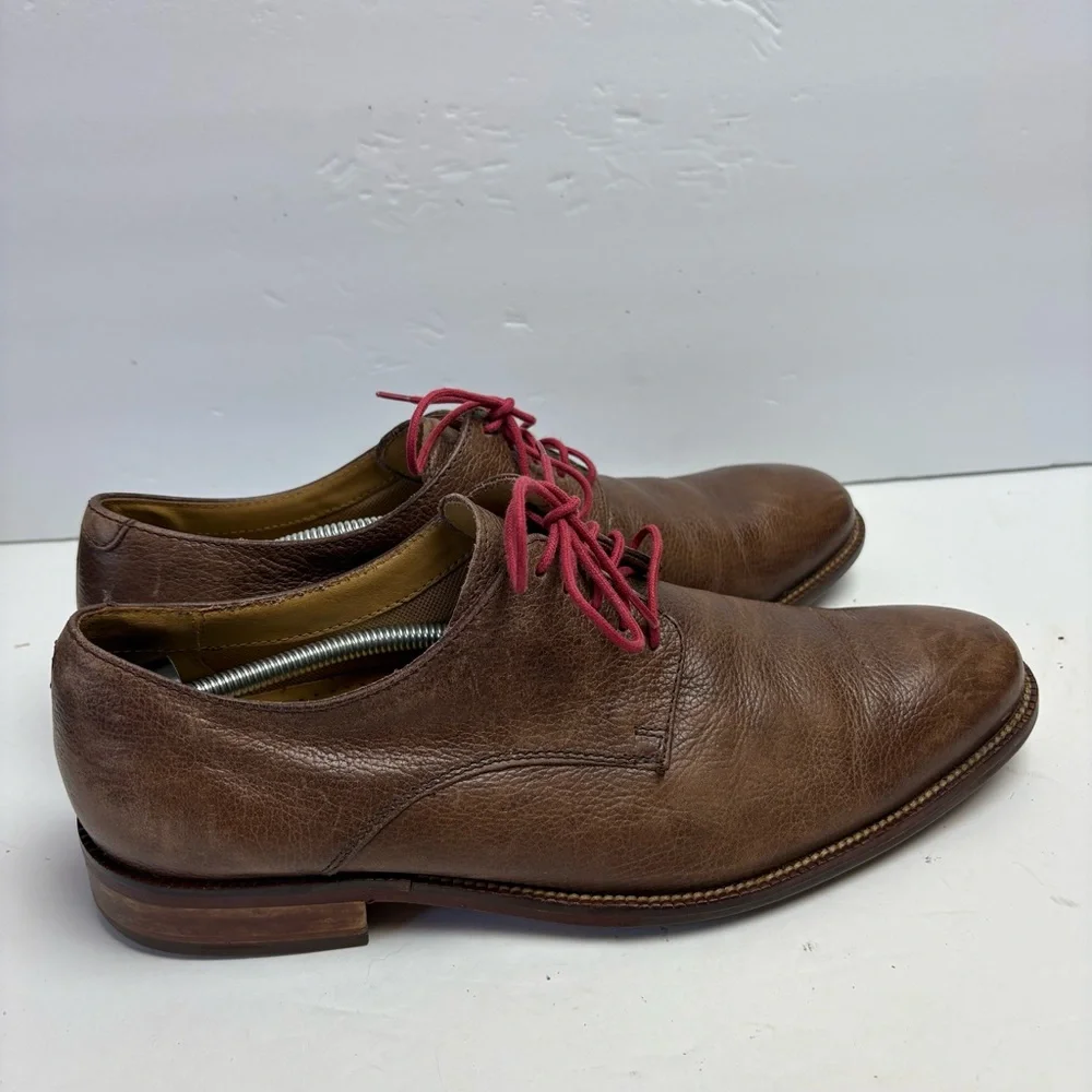 Cole Haan Williams Brown and Red Laces Derby Oxfords Distressed Leather 10.5 M